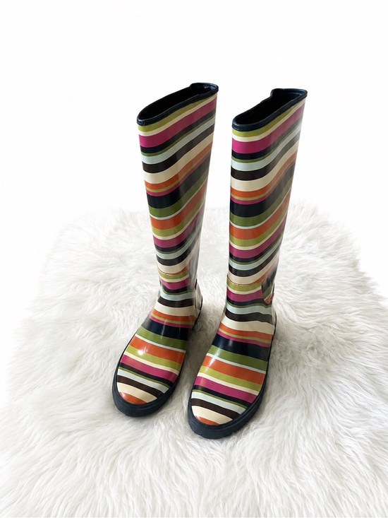 Coach Shoes - Coach Multicolor Striped Rain Boots Size 7B